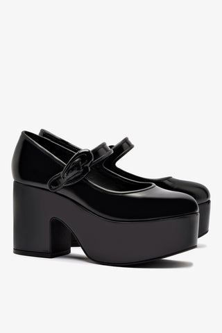 Scarpin Plataforma Verona Couro Preto