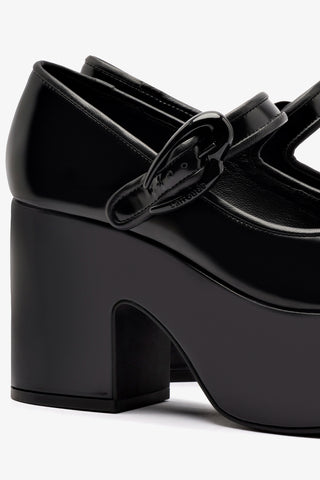 Scarpin Plataforma Verona Couro Preto