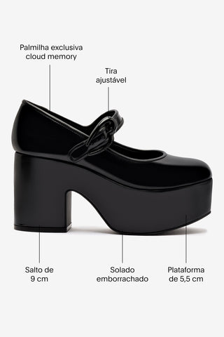 Scarpin Plataforma Verona Couro Preto