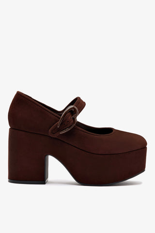 Scarpin Plataforma Verona Camurça Marrom