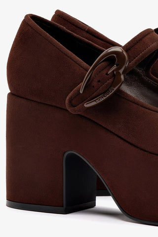 Scarpin Plataforma Verona Camurça Marrom