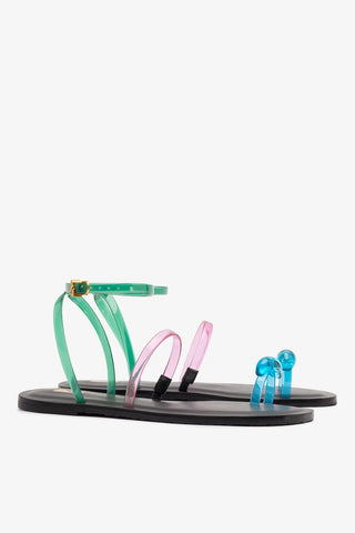 Flat Biarritz Jelly Vinil Rosa, Verde e Azul Flat Larroudé