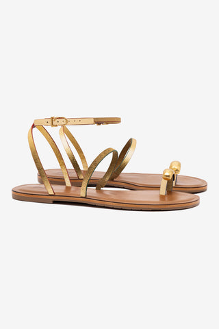 Flat Biarritz Couro Dourado