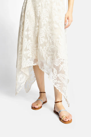 Flat Biarritz Couro Cobra Amarelo, Azul e Marrom