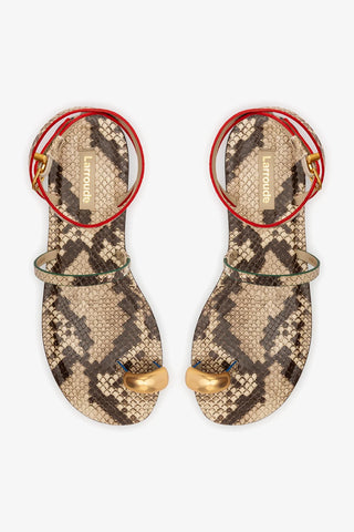 Flat Biarritz Couro Cobra Bege