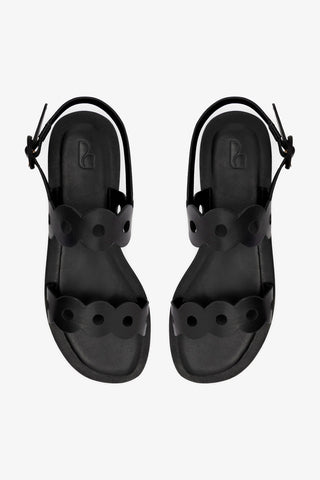 Sandália Flat Florence Couro Preto