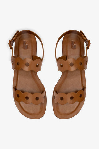 Sandália Flat Florence Couro Caramelo Womens - Shoes - Flats Larroudé