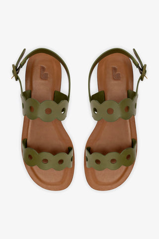 Sandália Flat Florence Couro Verde Womens - Shoes - Flats Larroudé