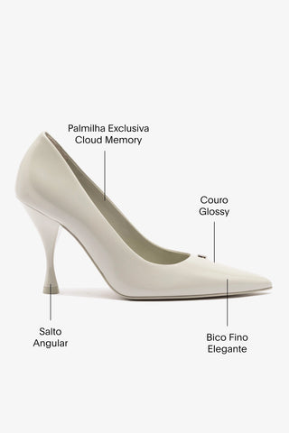 Scarpin Stone Couro Cinza