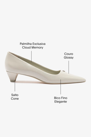 Scarpin Ruth Couro Cinza