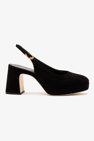 Scarpin Plataforma Ariana Low Camurça Preto