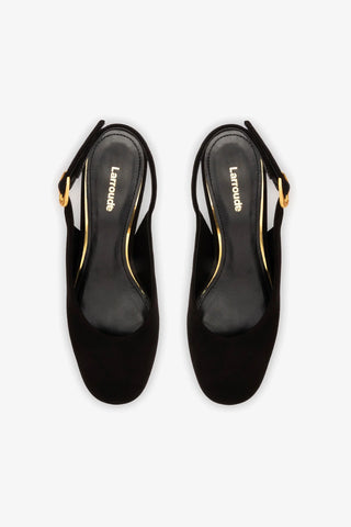 Scarpin Plataforma Ariana Low Camurça Preto