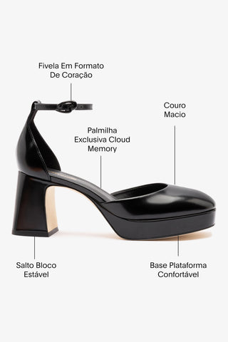 Sandália Plataforma Ari Low Couro Preto