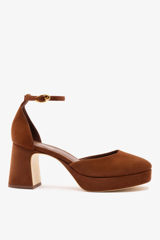 Sandália Plataforma Ari Low Camurça Marrom