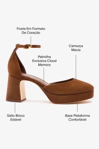 Sandália Plataforma Ari Low Camurça Marrom