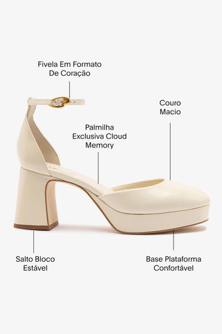 Sandália Plataforma Ari Low Couro Off White
