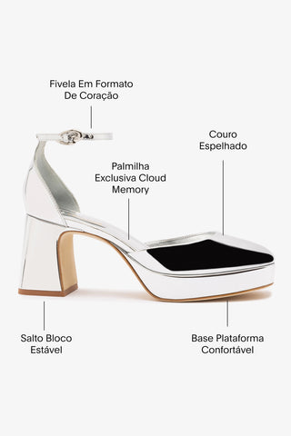 Sandália Plataforma Ari Low Couro Prateado