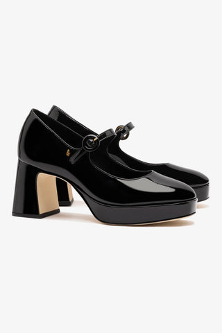 Scarpin Plataforma Blair Couro Verniz Preto