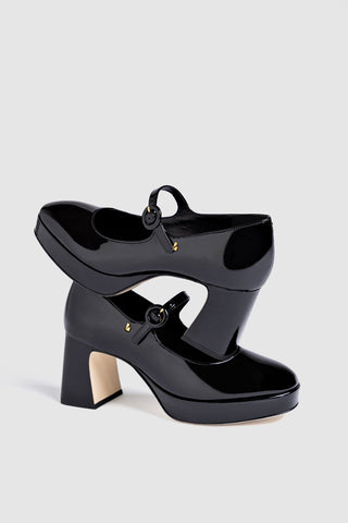 Scarpin Plataforma Blair Couro Verniz Preto