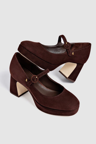 Scarpin Plataforma Blair Camurça Marrom