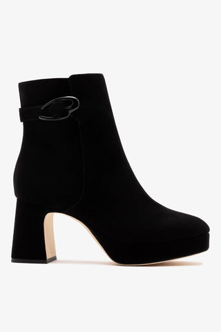 Bota Plataforma Dolly Verona Low Camurça Preto Boot Larroudé