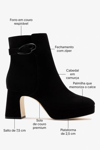 Bota Plataforma Dolly Verona Low CamurÃ§a Preto ABC
