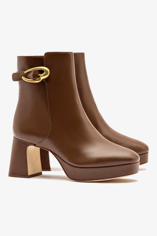 Bota Plataforma Dolly Verona Low Couro Marrom