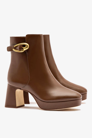 Bota Plataforma Dolly Verona Low Couro Marrom