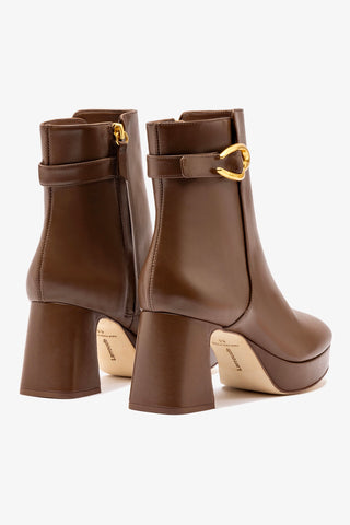 Bota Plataforma Dolly Verona Low Couro Marrom