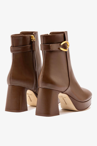 Bota Plataforma Dolly Verona Low Couro Marrom