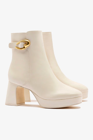 Bota Plataforma Dolly Verona Low Couro Off White