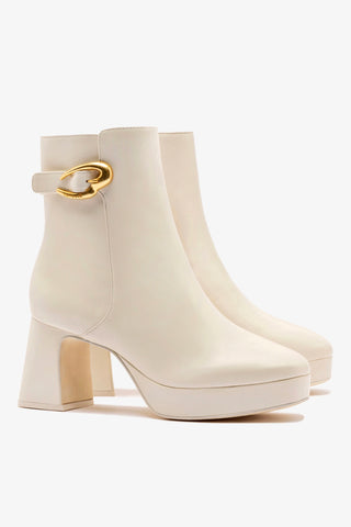 Bota Plataforma Dolly Verona Low Couro Off White