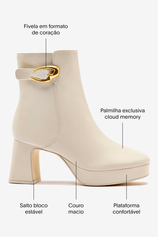 Bota Plataforma Dolly Verona Low Couro Off White