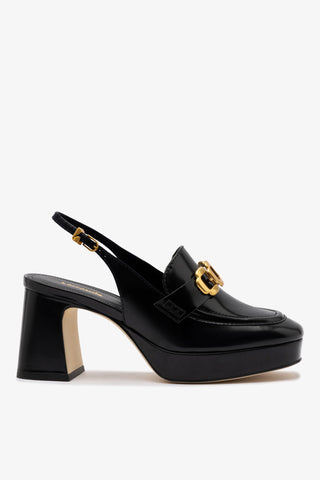 Slingback Plataforma Harrington Low Couro Preto