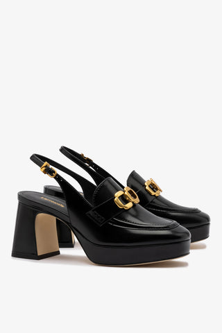Slingback Plataforma Harrington Low Couro Preto