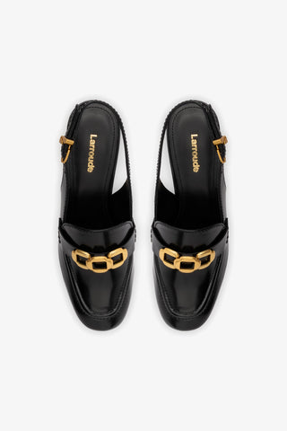 Slingback Plataforma Harrington Low Couro Preto