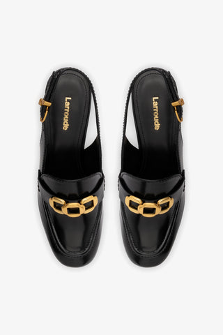 Slingback Plataforma Harrington Low Couro Preto