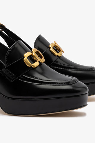 Slingback Plataforma Harrington Low Couro Preto