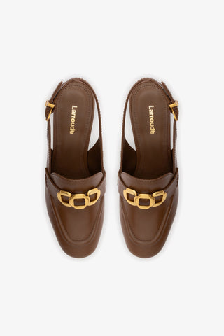 Slingback Plataforma Harrington Low Couro Marrom