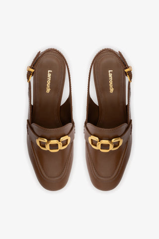 Slingback Plataforma Harrington Low Couro Marrom