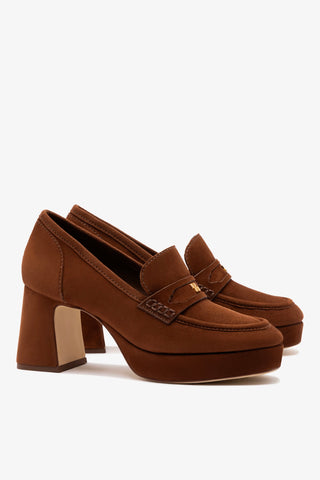Mocassim Plataforma Suki Camurça Marrom