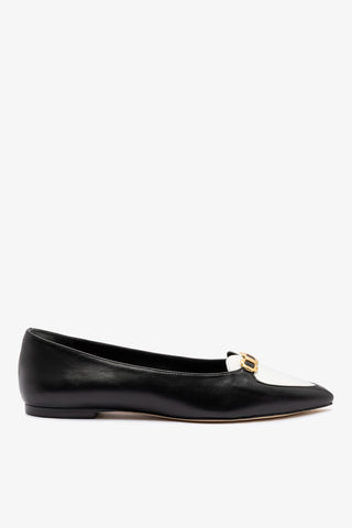Sapatilha Audrey Couro Preto e Couro Branco Womens - Shoes - Flats Larroudé
