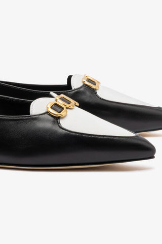 Mocassim Audrey Couro Preto e Couro Branco
