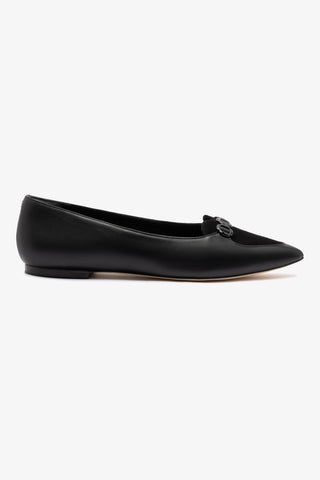 Mocassim Audrey Camurça Preto e Couro Preto
