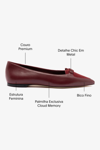 Mocassim Audrey Couro Bordô