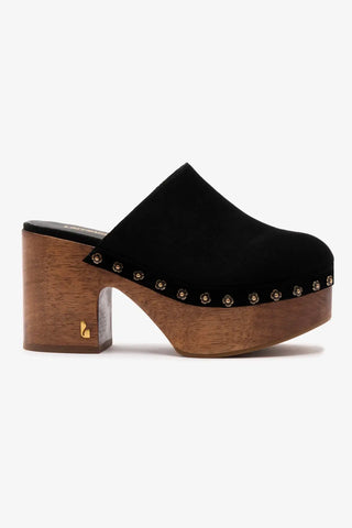 Mule Clog Plataforma Miso Camurça Preto