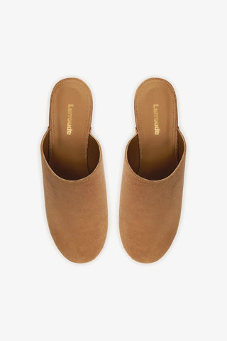 Mule Clog Plataforma Miso Camurça Caramelo