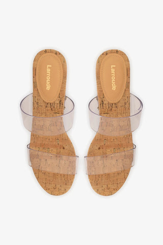 Mule Plataforma Miso Clear Vinil Transparente e Cortiça Natural Womens - Shoes - Platforms Larroudé