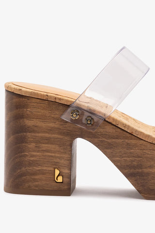 Mule Plataforma Miso Clear Vinil Transparente e Cortiça Natural Womens - Shoes - Platforms Larroudé
