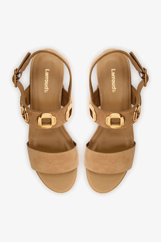 Sandália Plataforma Miso Camurça Caramelo